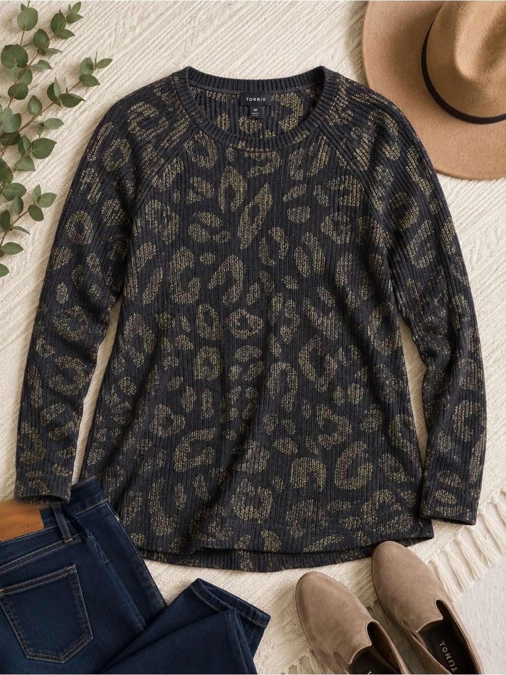 Torrid Leopard Gold Foil Ribbed Sweater – Plus Size 00